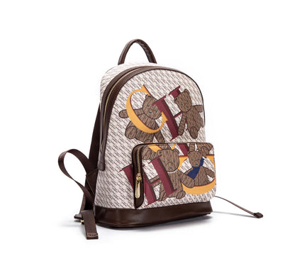 CH Women's Backpack 2024 New Bear Pattern Letter Design Backpack