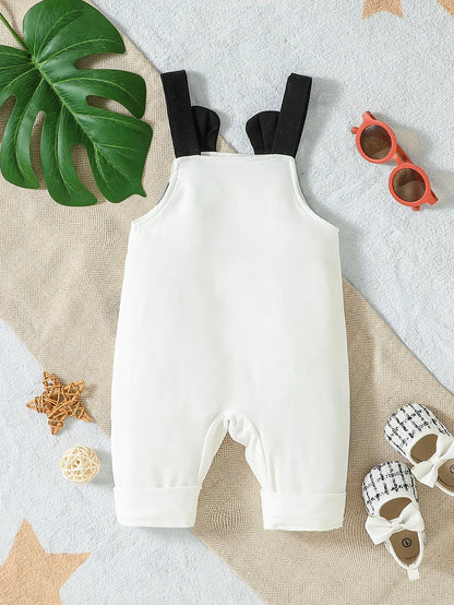 Summer Cartoon Cow White Suspender Trousers