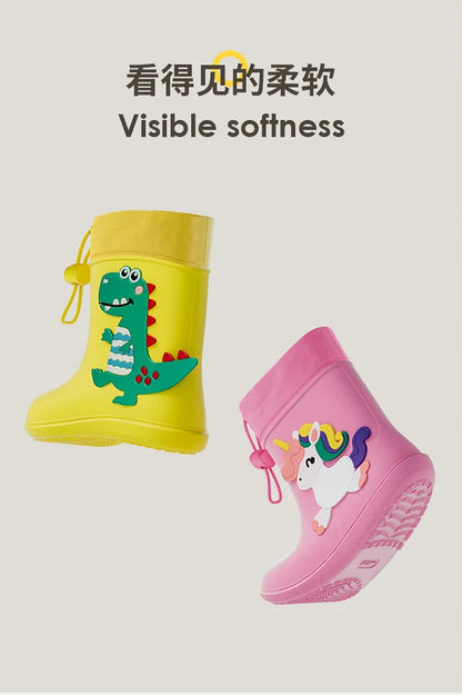 Cheerful Mario Kids Rain Boots Animal Design