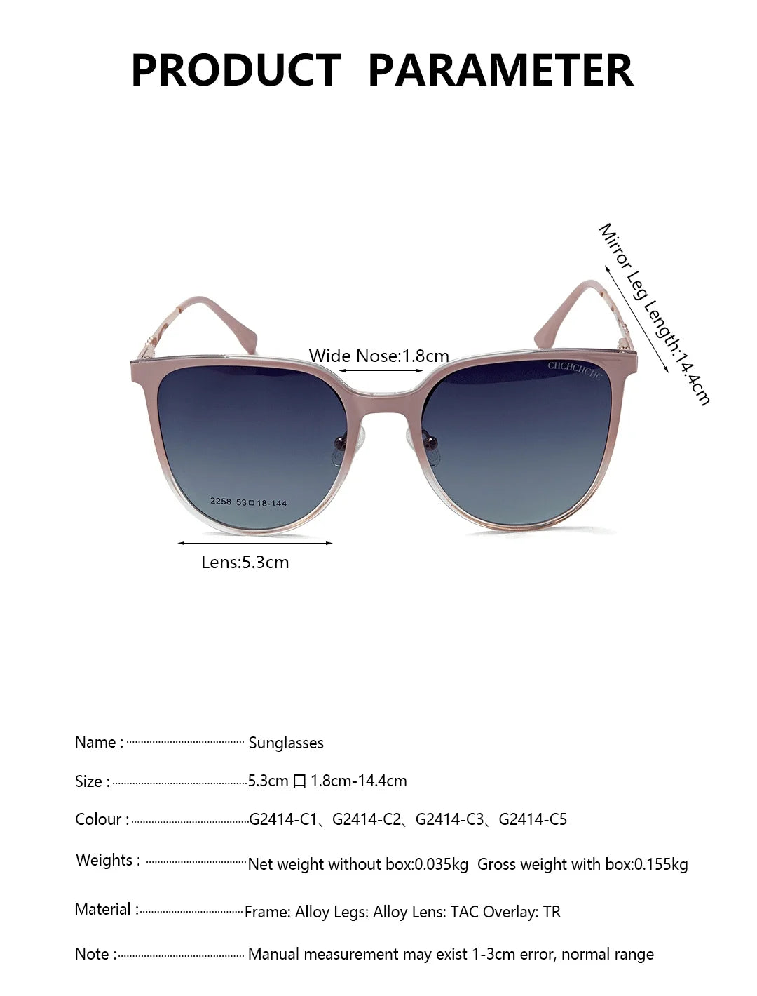 CH Elegant Large Frame Sunglasses