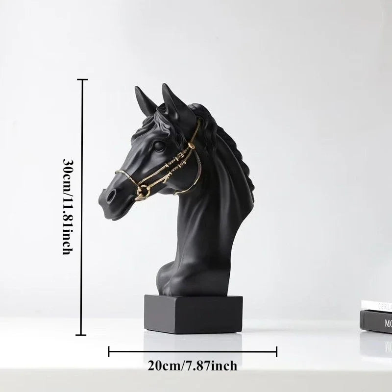 Modern Minimalist Horse Head Statue, Nordic Design Resin Sculpture
