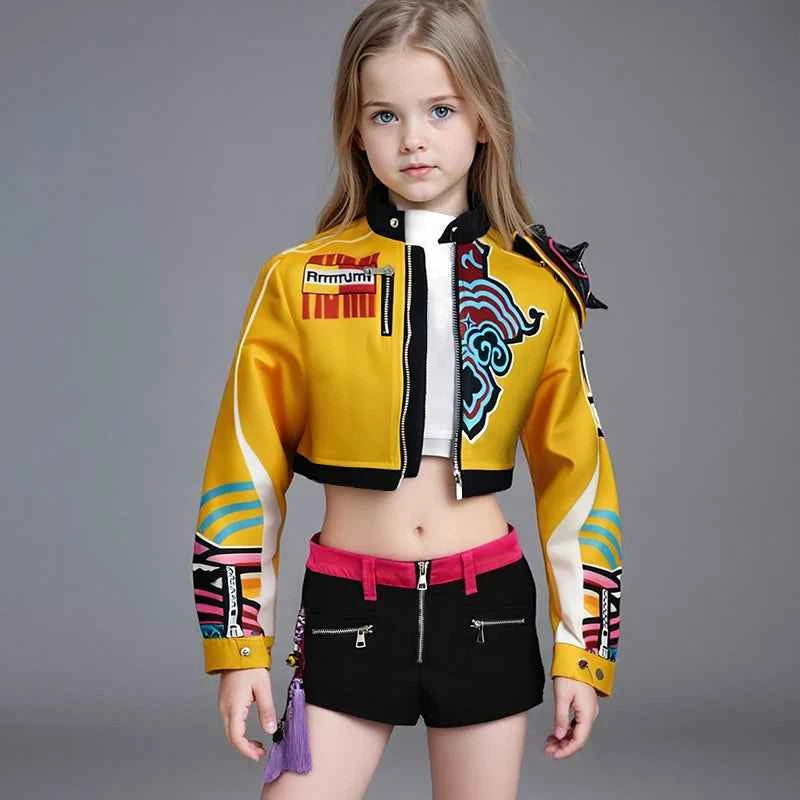 Children Cosplay Performance Costume Outfit K-POP Rumi Group Concert Halloween Clothes Earring Accessory Outfit Size 110-160