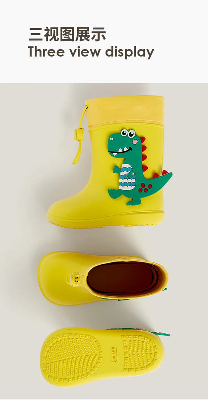 Cheerful Mario Kids Rain Boots Animal Design