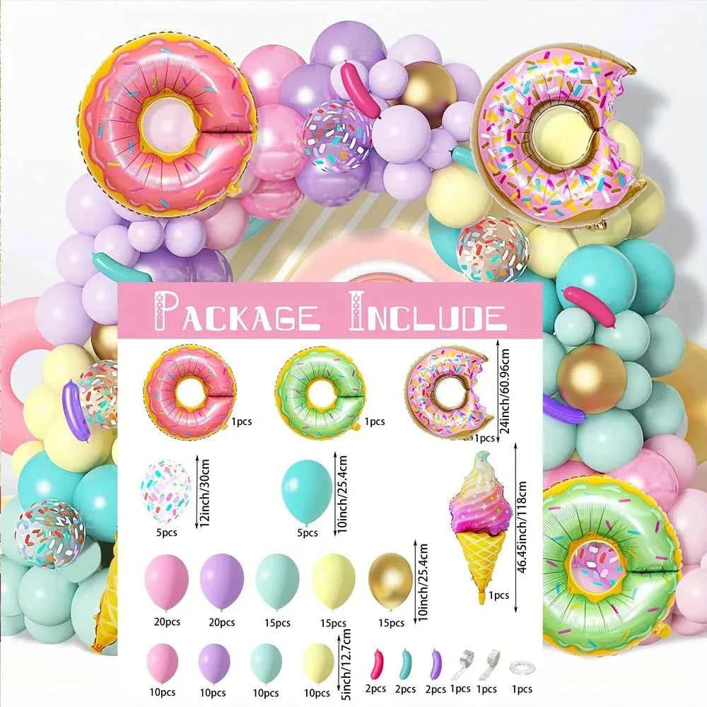 133PCS Donut Themed Balloon Wreath Arch Kit for Parties