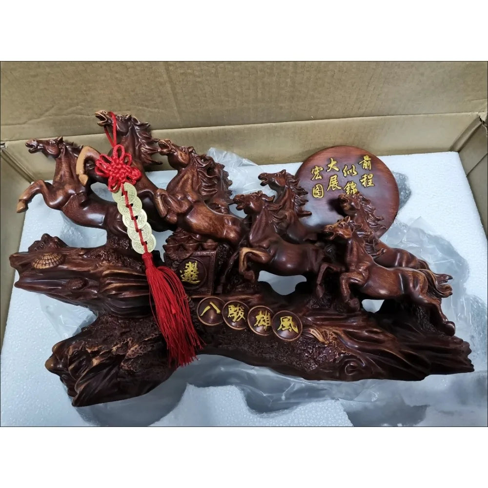 Eight Horses Resin Ornaments - Feng Shui Good Luck Wealth