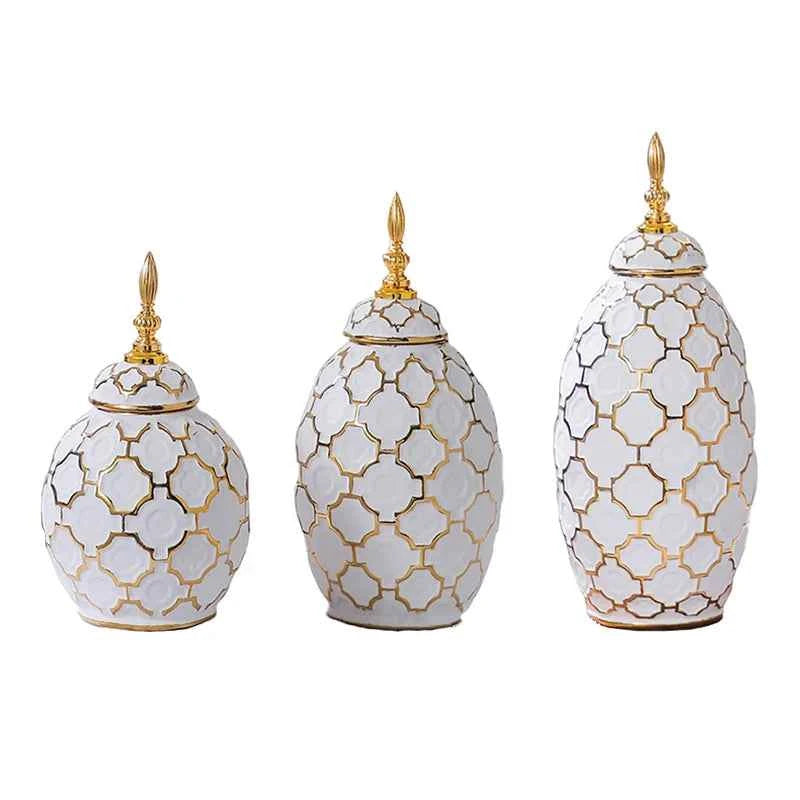 Luxurious Gold-Plated Ceramic Vase