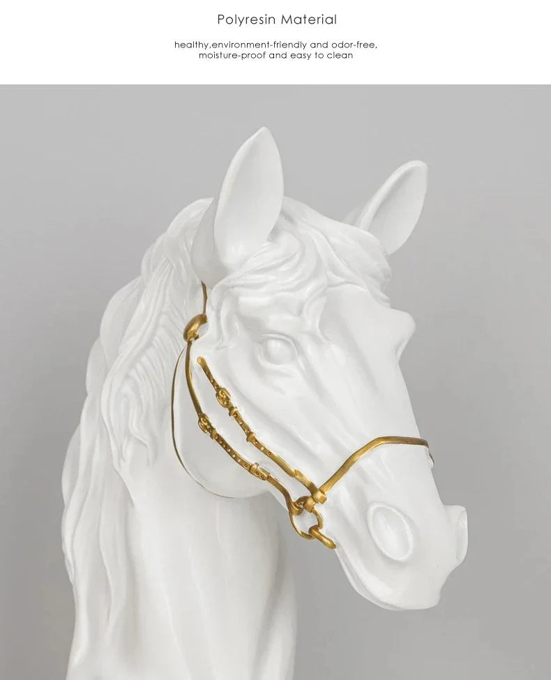 Modern Minimalist Horse Head Statue, Nordic Design Resin Sculpture