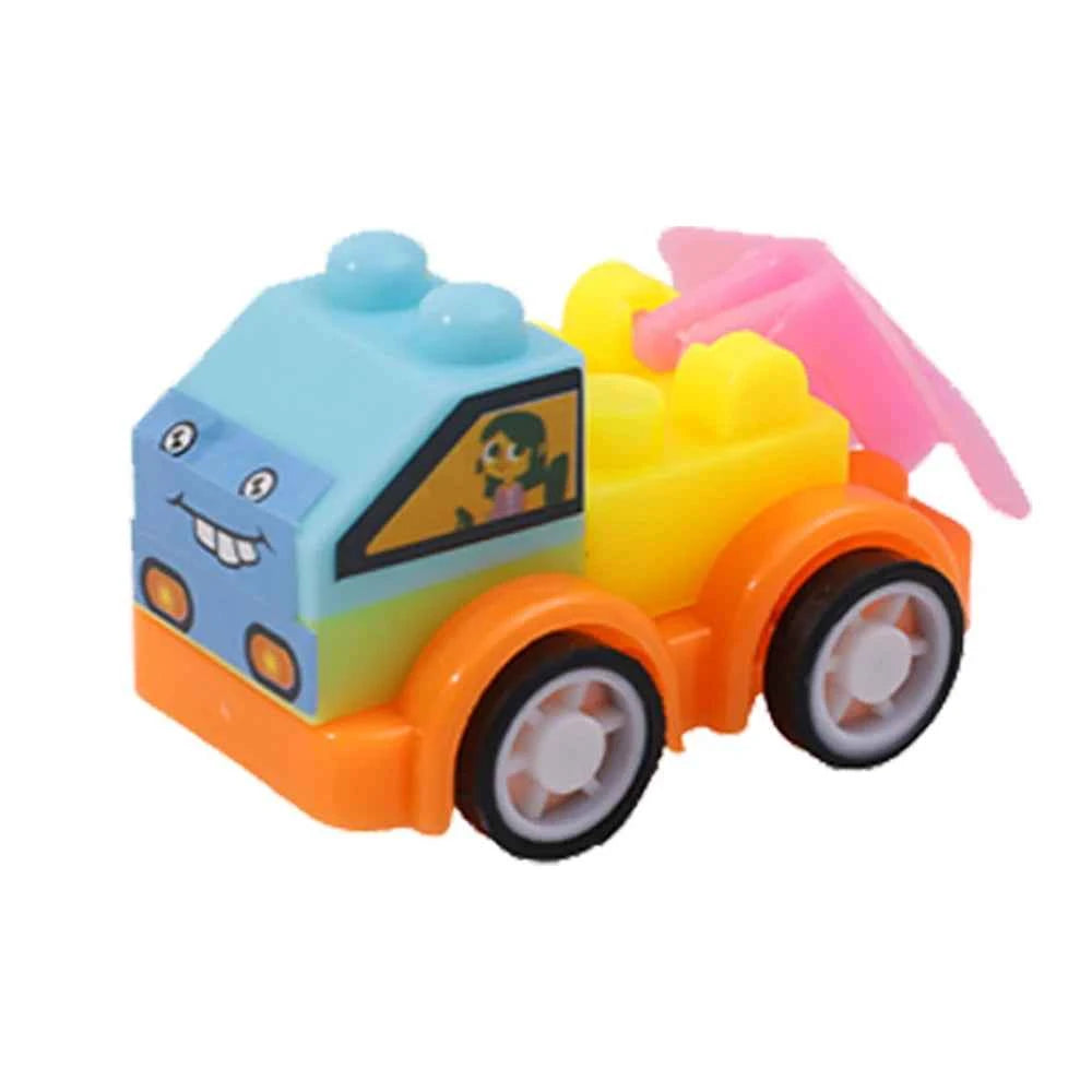 Kids Mini Assembly Building Blocks Engineering Car Toys Wholesale Educational Cartoon Assembly Deformation Engineering Car Gifts