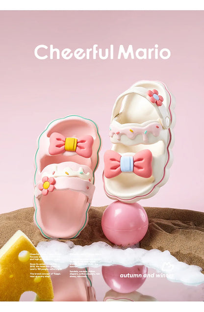 Cheerful Mario Girls Ribbon Sandals