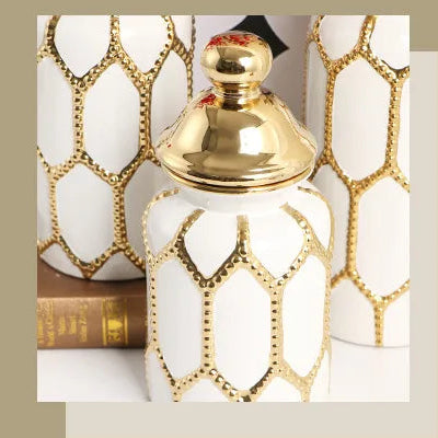 Home Decor Gold Luxury Ceramic Vase General's Jar Ornament