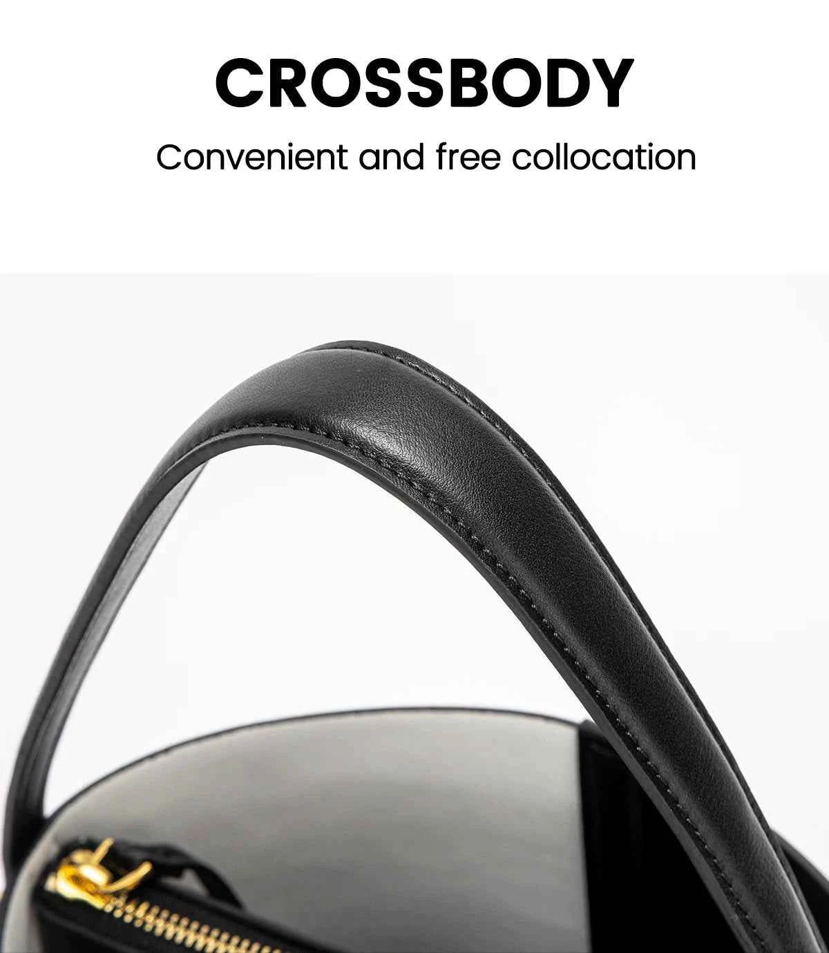 CHCH Two-tone Leather Bucket Handbag