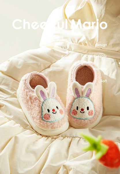 Cheerful Mario New Style Children Winter Cotton Warm Bunny Shoes