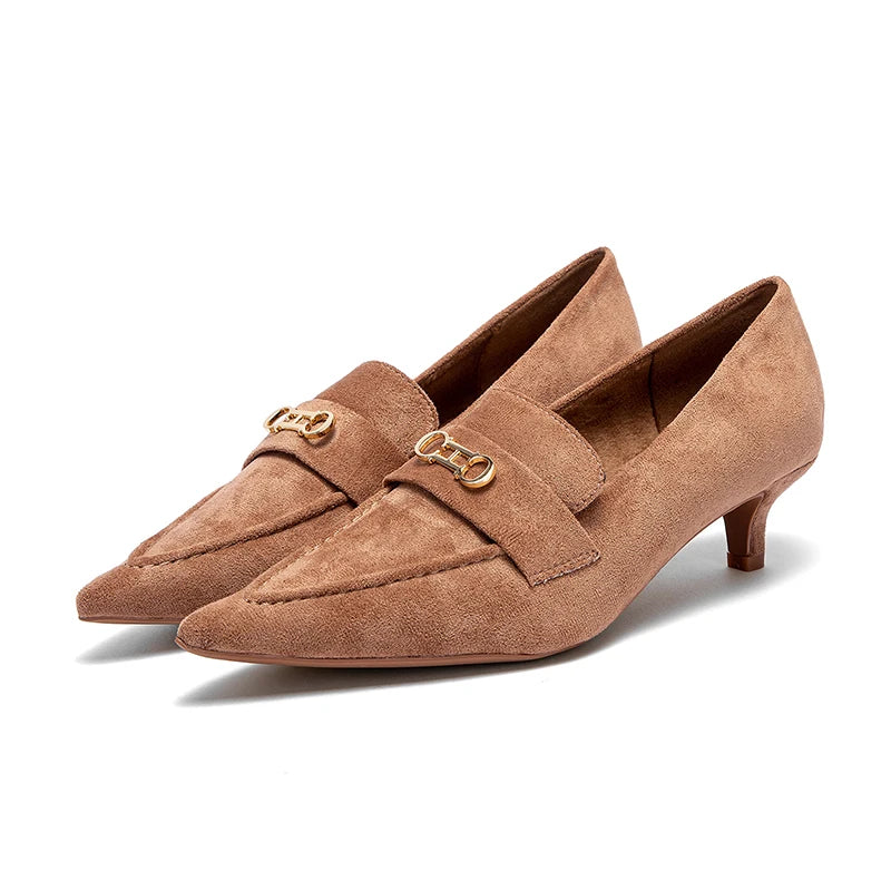 CHCH Women's Retro Suede Pointed Business Shoes