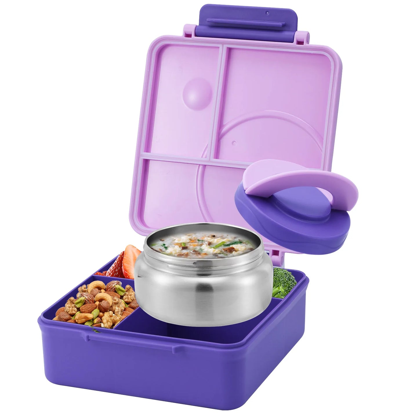 Four-Grid Lunch Box With Insulated Soup Container