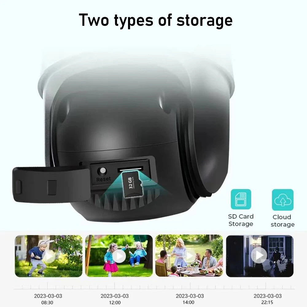 4K 9MP WIFI Three Lens Dual Screen Surveillance Camera 8X Hybrid Zoom Auto Tracking NVR