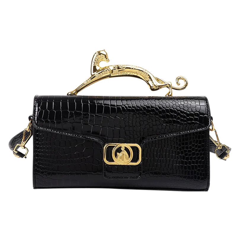 Classic Elegant Metal Handle Crossbody Bag