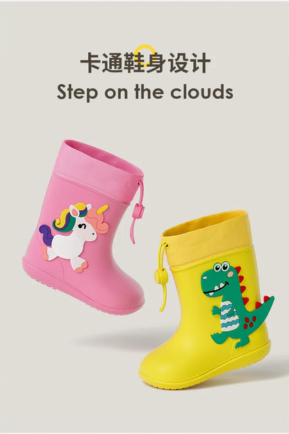 Cheerful Mario Kids Rain Boots Animal Design