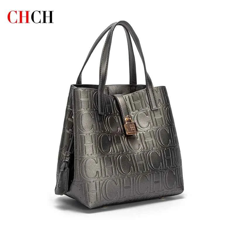 CHCH Women's Tote Bag New Steel Embossed Handheld Bun Mother Shopping Bag