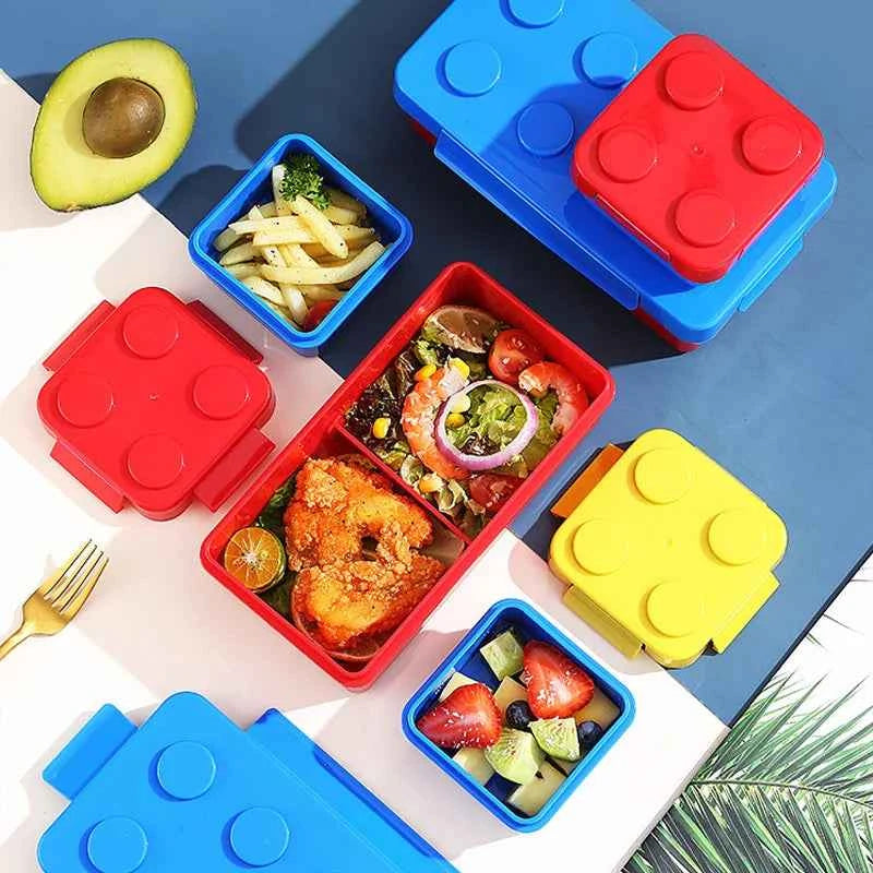 Colorful Blocks Lunch Box - Student Bento Containers - Microwave Dishwasher Safe - Leakproof