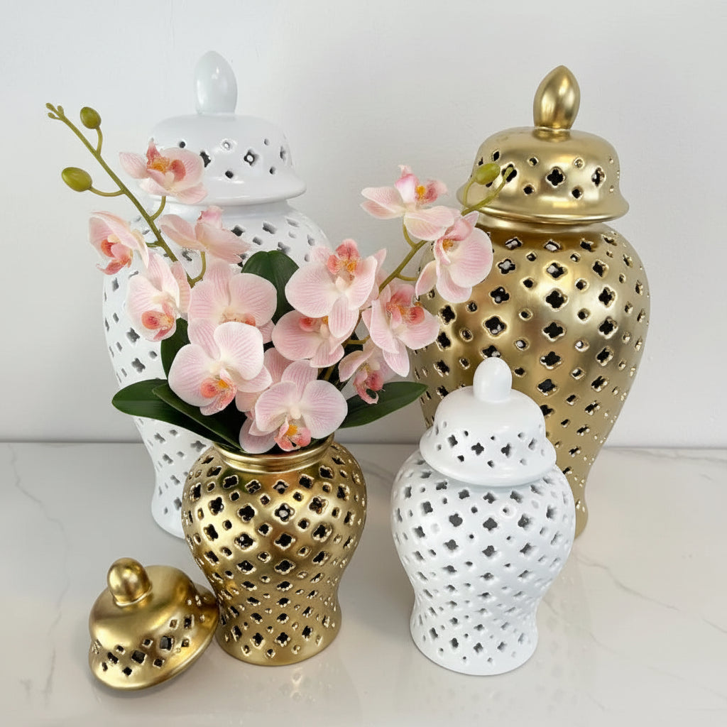 Matte Hollow Ceramic Vase Home Creative Handicrafts Jar Decor and Ornaments