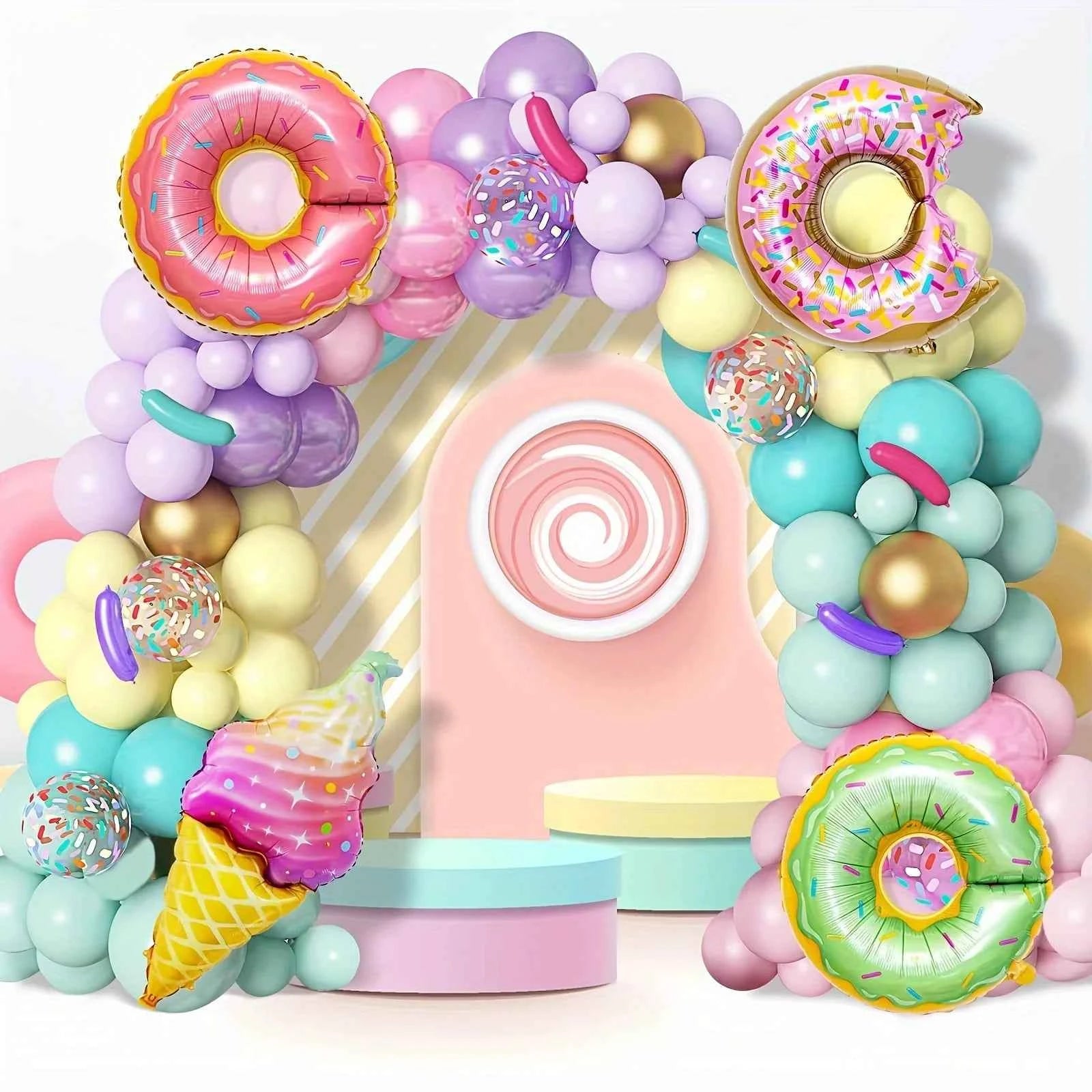 133PCS Donut Themed Balloon Wreath Arch Kit for Parties