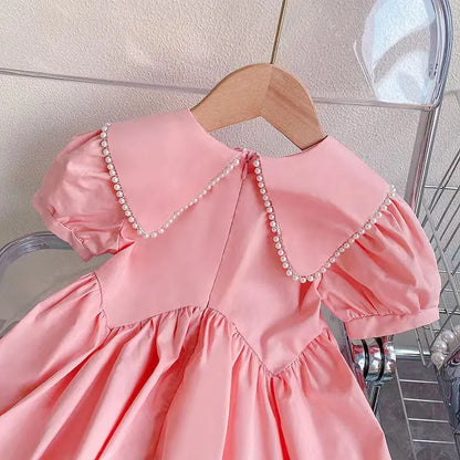 Summer Children Princess Lapel Short-sleeved Dresses