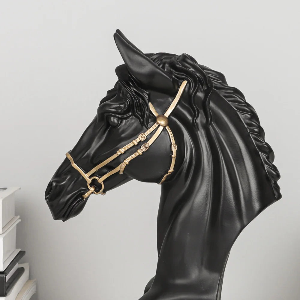 Modern Minimalist Horse Head Statue, Nordic Design Resin Sculpture