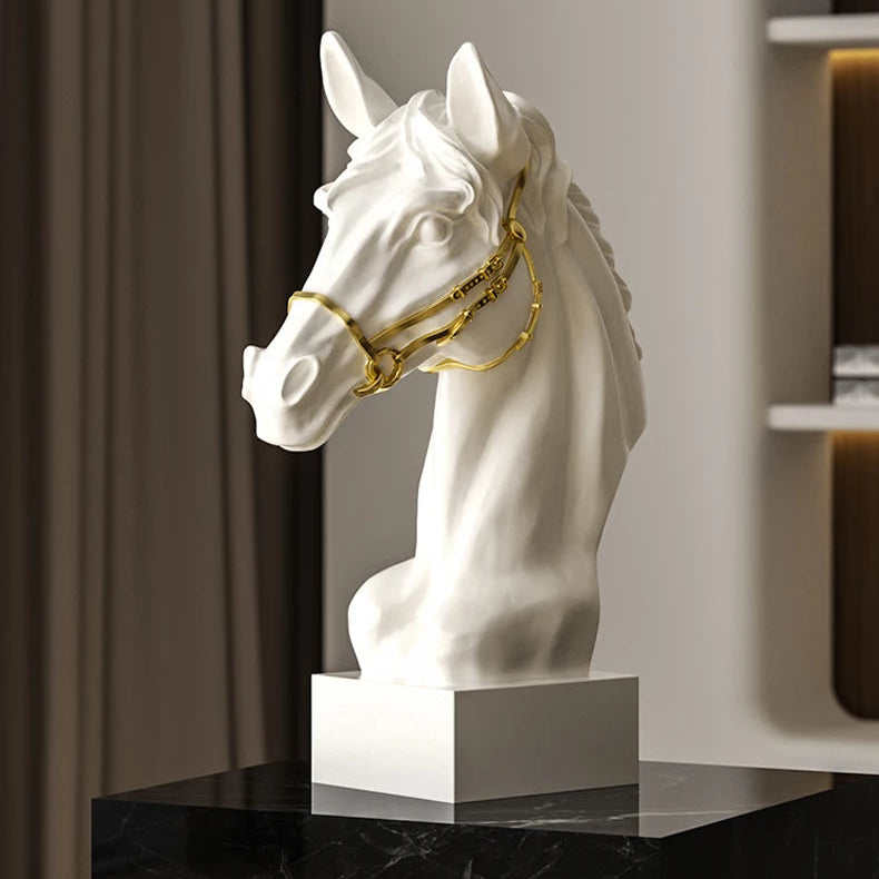 Modern Minimalist Horse Head Statue, Nordic Design Resin Sculpture