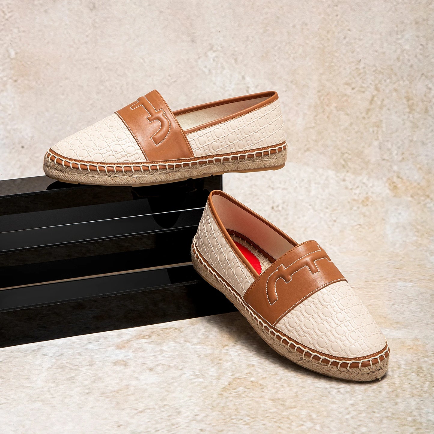 CHCH Women's Leather Espadrilles Canvas Shoes