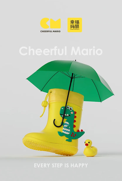 Cheerful Mario Kids Rain Boots Animal Design