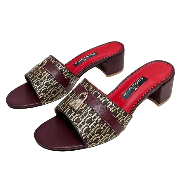 Women's Heeled Wearable Slippers Niche Classics Women's Office Slippers Letters Printed Designs Mature Style