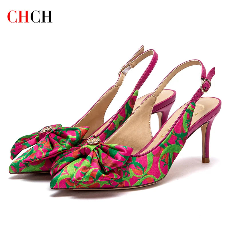 CH Elegant Bow Pointed Sandals