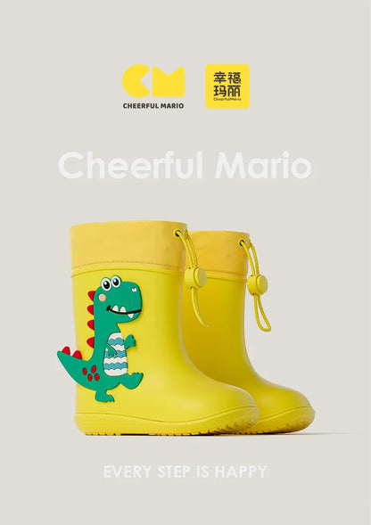 Cheerful Mario Kids Rain Boots Animal Design