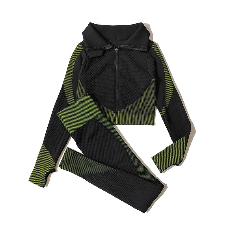 2/3Pcs Women Activewear Seamless Knitted Sportswear Set