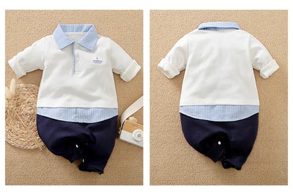 Spring and Autumn Boys' Cute Gentleman Casual Bodysuit