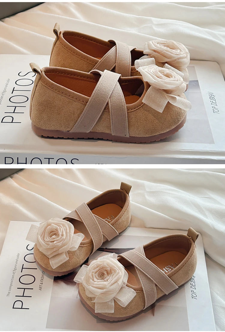 Slip-on Kids Moccasins with Sweet Flowers Flats Soft Sole Princess Shoes - Itzy bitsy