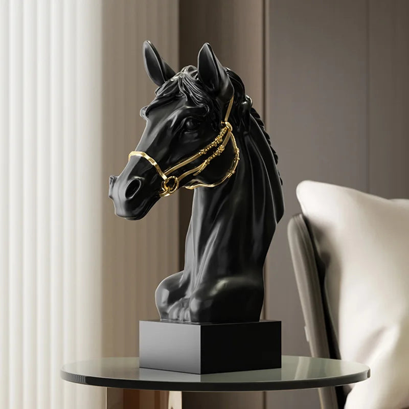 Modern Minimalist Horse Head Statue, Nordic Design Resin Sculpture