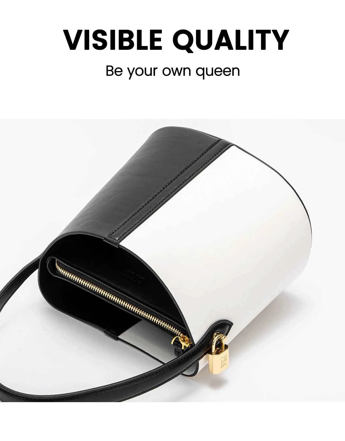 CHCH Two-tone Leather Bucket Handbag