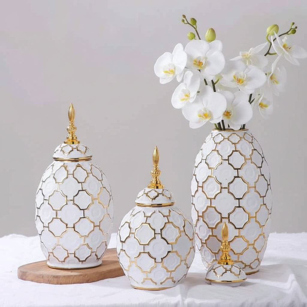 Luxurious Gold-Plated Ceramic Vase