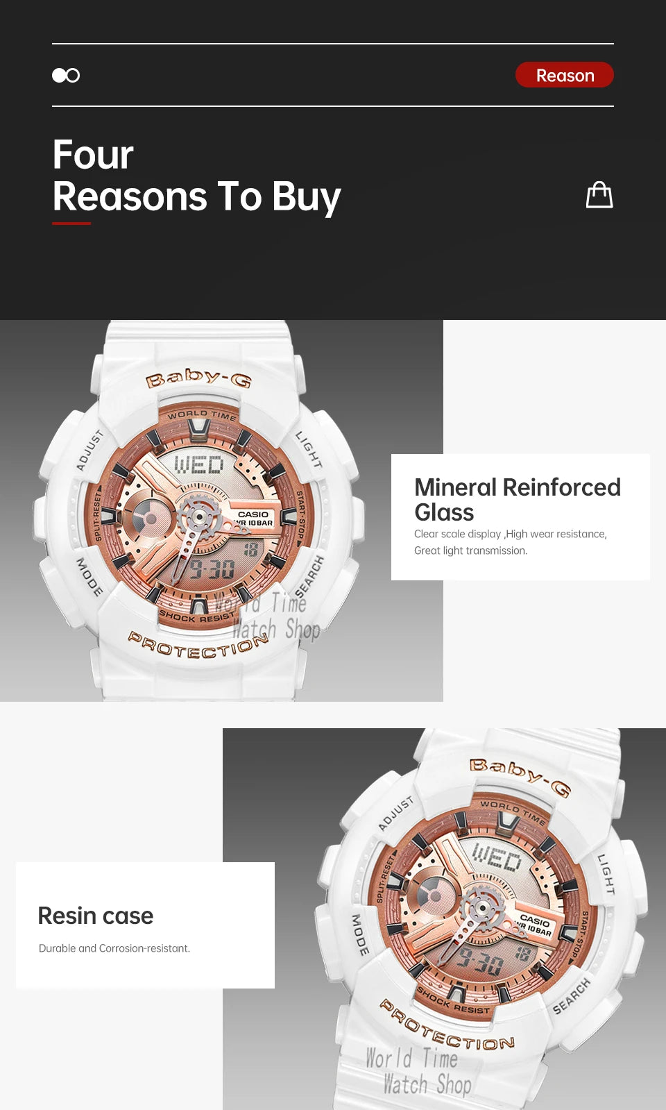 CASIO BA110X-7A1 Women White Analog/Digital Watch with White Band