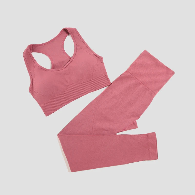 Seamless Women 2 Pcs Sportswear - Leggings + Padded Sports Bra