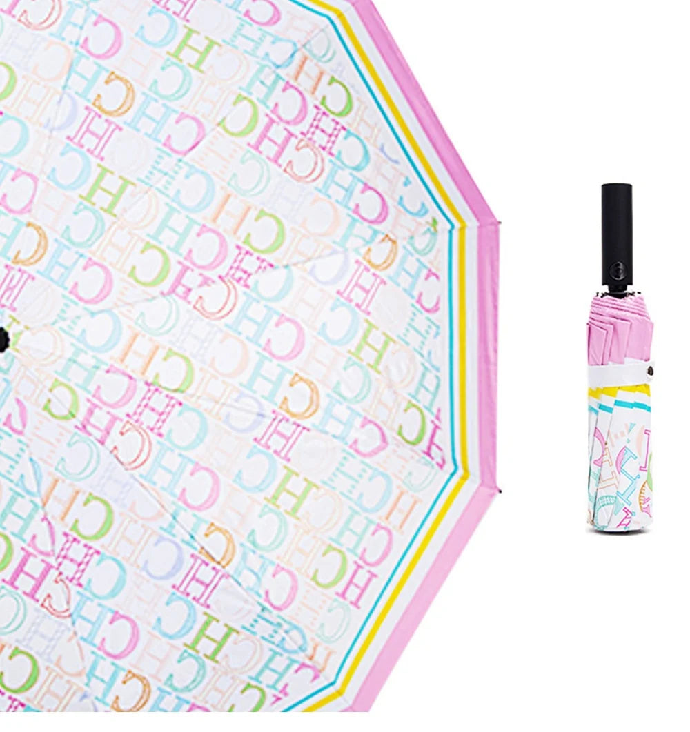 CH Alphabet Print Design Simple Style Umbrella