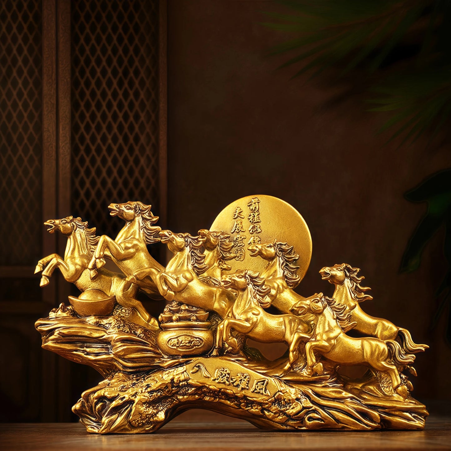 Eight Horses Resin Ornaments - Feng Shui Good Luck Wealth