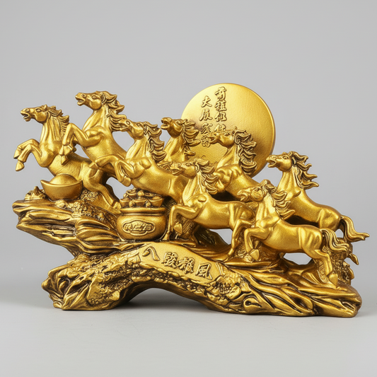 Eight Horses Resin Ornaments - Feng Shui Good Luck Wealth