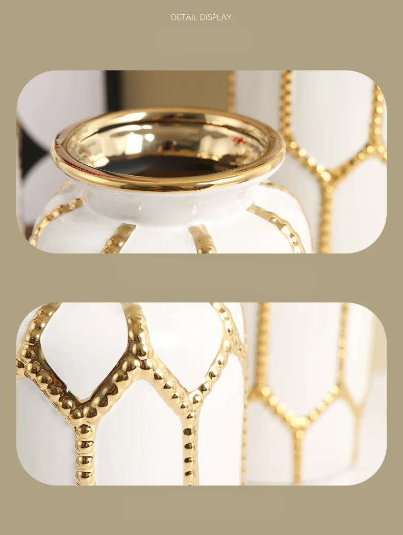 Home Decor Gold Luxury Ceramic Vase General's Jar Ornament