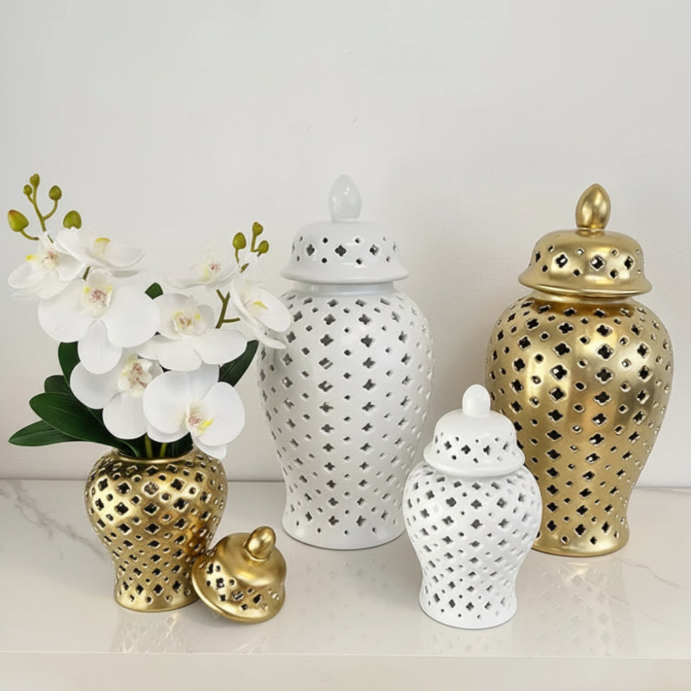 Matte Hollow Ceramic Vase Home Creative Handicrafts Jar Decor and Ornaments