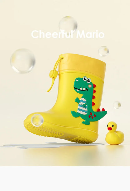 Cheerful Mario Kids Rain Boots Animal Design