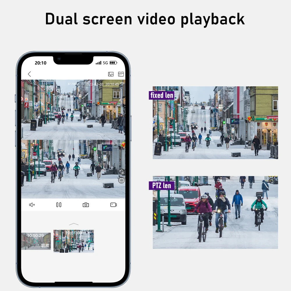 4K 9MP WIFI Three Lens Dual Screen Surveillance Camera 8X Hybrid Zoom Auto Tracking NVR