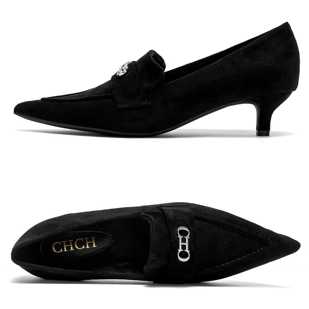 CHCH Women's Retro Suede Pointed Business Shoes