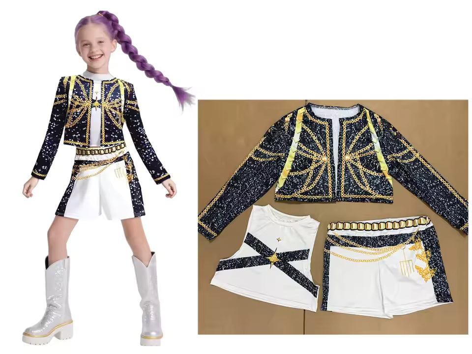 Kids K-Pop Demon Hunters Zoey Rumi Mira Costume Fancy Dress Cosplay (Copy)